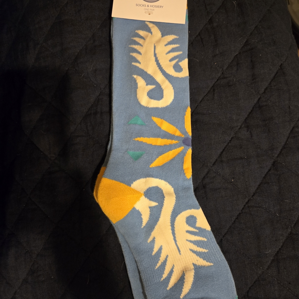 Double D Ranch Blue and Yellow Artistic Socks